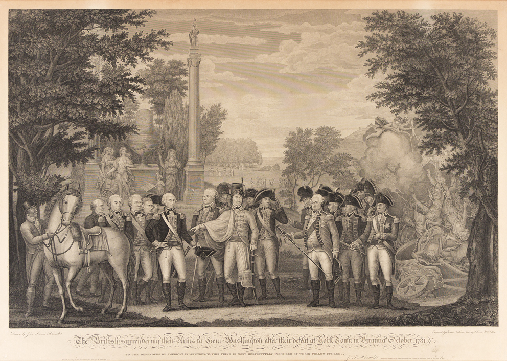 (REVOLUTION.) Tanner, et al.; after Renault. The British Surrendering their Arms to Gen. Washington after their Defeat at York Town.